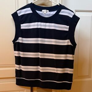 Nine Britton Navy and White Striped Sleeveless Top